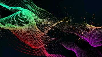 3d abstrato digital tecnologia animado multicolorido luz partículas em Preto fundo. video