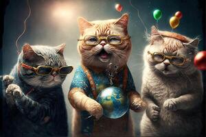 cats celebrating world cat day smartphone illustration photo