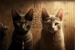 egyptian hieroghlyphs cats cinematic illustration photo