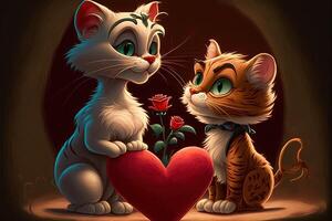 cat valentine day cartoon illustration photo