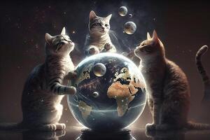 gatos decisión el mundo ilustración generativo ai foto