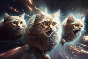 cats going to hypespace at light speed illustration photo