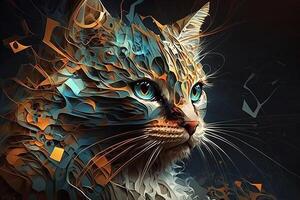 gato animal mandala fractal ilustración generativo ai foto