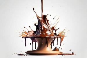 chocolate splash on white background illustration photo