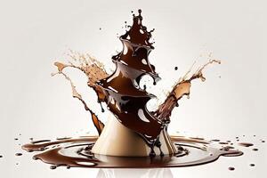 chocolate splash on white background illustration photo