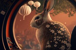 year of the rabbit 2023 hare chines oroscope illustration photo