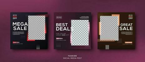 Fashion sales social media post collection vector