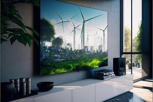 Clean REnewable green energy factory of the future illustration photo