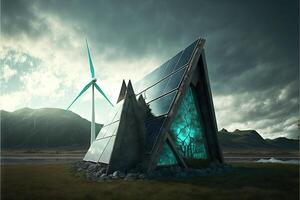 clean energy of the future illustration from renewable sources sun and wind illustration photo