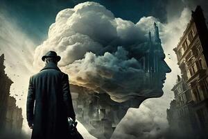 man observing cloud atlas abstract concept illustration photo