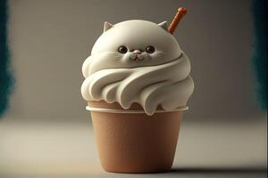 Cute ice cream cat shape ice cream illustration photo