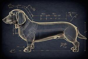 Dachshund Dog blueprint illustration photo