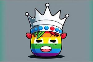 smiley rainbow emoticon wearing liberty statue crown illustration photo