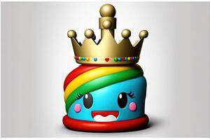 smiley rainbow emoticon wearing liberty statue crown illustration generative ai photo