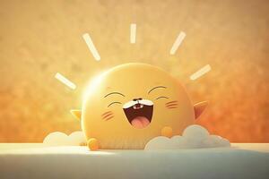 cute little sun yawning Good morning illustration photo