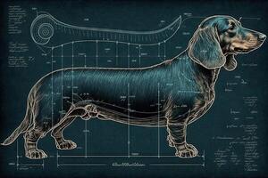 Dachshund Dog blueprint illustration photo