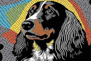 cute DACHSHUND dog in colorful pop art illustration photo