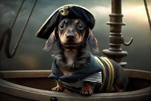 dachshund dog pirate illustration photo