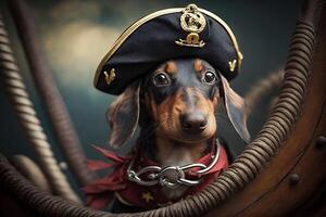 dachshund dog pirate illustration photo