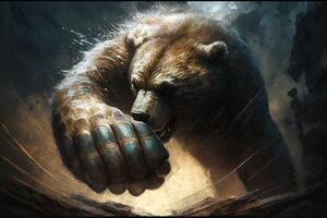 Bear claw striking illustration photo