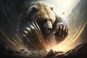 Bear claw striking illustration photo