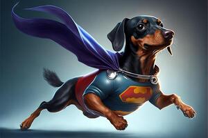 Dachshund Dog super hero superdog illustration photo