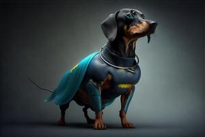 Dachshund Dog super hero superdog illustration photo