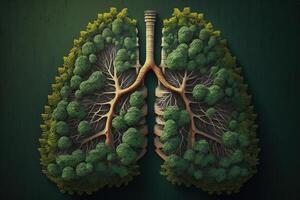 Deforestation as human lungs shape top view illustration generative ai photo