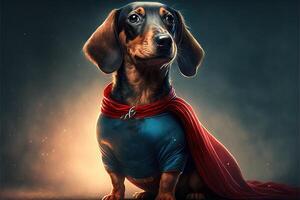 perro tejonero perro súper héroe súper perro ilustración generativo ai foto