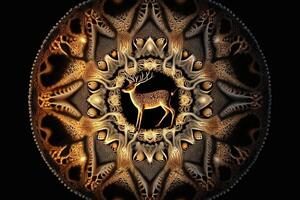 ciervo animal mandala fractal ilustración generativo ai foto