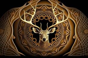 deer Animal mandala fractal illustration photo