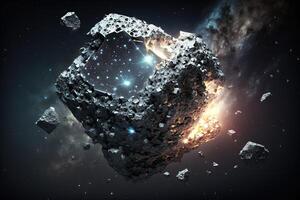 asteroid made of diamonds in deep space illustration photo