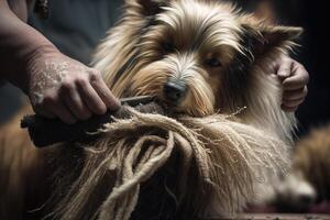 Dog at the coiffeur illustration photo