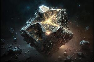 asteroid made of diamonds in deep space illustration photo