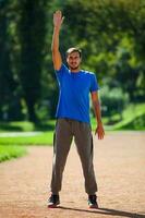 A man doing physical exercises photo