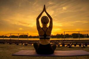 A woman doing physical exercises photo