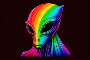 Alien symbol, LGBT Gay Pride Rainbow Flag illustration photo