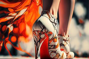 enamorado día rojo mujer Zapatos con alto tacones generativo ai foto