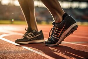 Athletes runners at starting track on track and fields illustration photo
