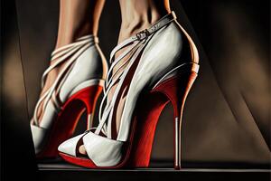 enamorado día rojo mujer Zapatos con alto tacones generativo ai foto
