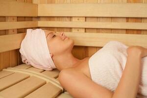 A woman in the sauna photo