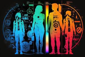 Different gender rainbow colors blueprint abstract concept illustration photo