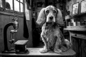 Dog at the coiffeur illustration photo