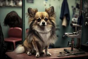 Dog at the coiffeur illustration photo