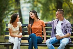 Friends spending time outdoors photo