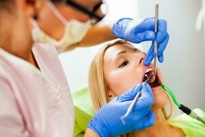 A woman at the dentist photo