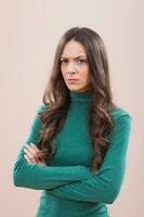 A woman with a green blouse photo