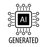 Artificial intelligence generated icon vector AI sign for graphic design, logo, website, social media, mobile app, UI illustration.