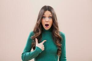 A woman with a green blouse photo