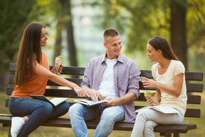 Friends spending time outdoors photo